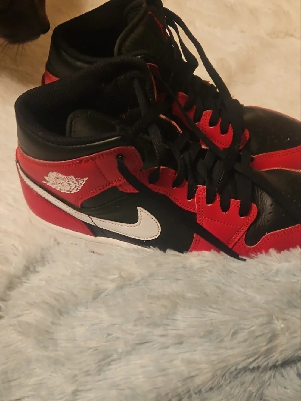 Jordan Mens Red, Black & White Mid-Top Sneakers